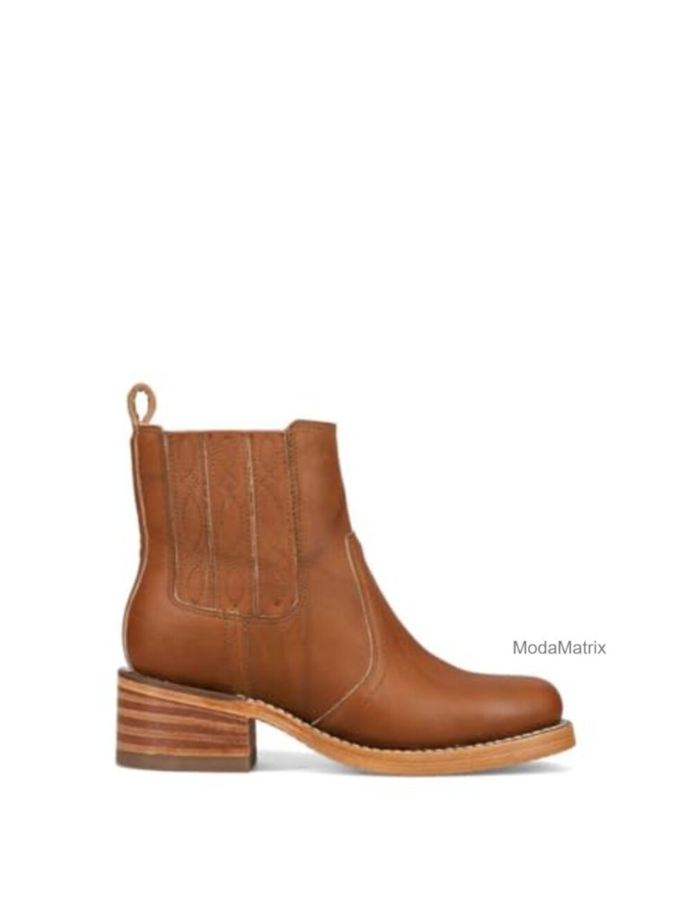 Chelsea Ankle Boots Women Square Toe Leather Block Heel Slip-On